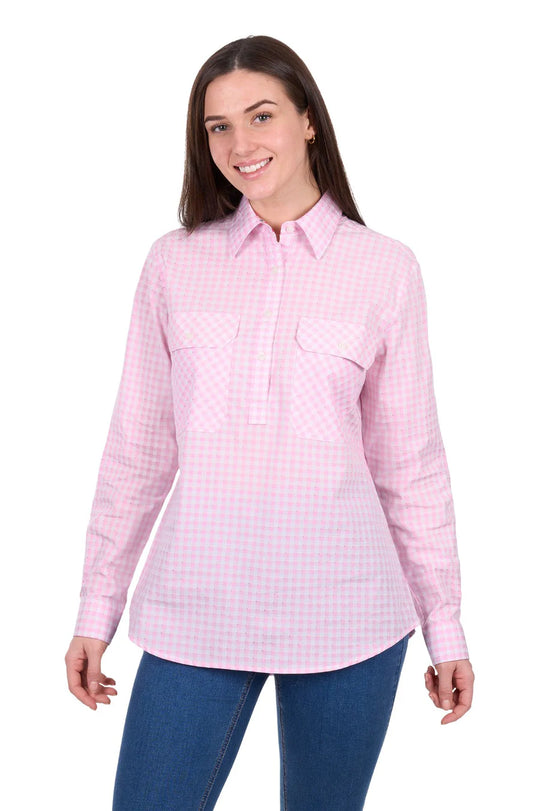Hard Slog - Women's Clara Pink 1/2 PLKT LS Shirt