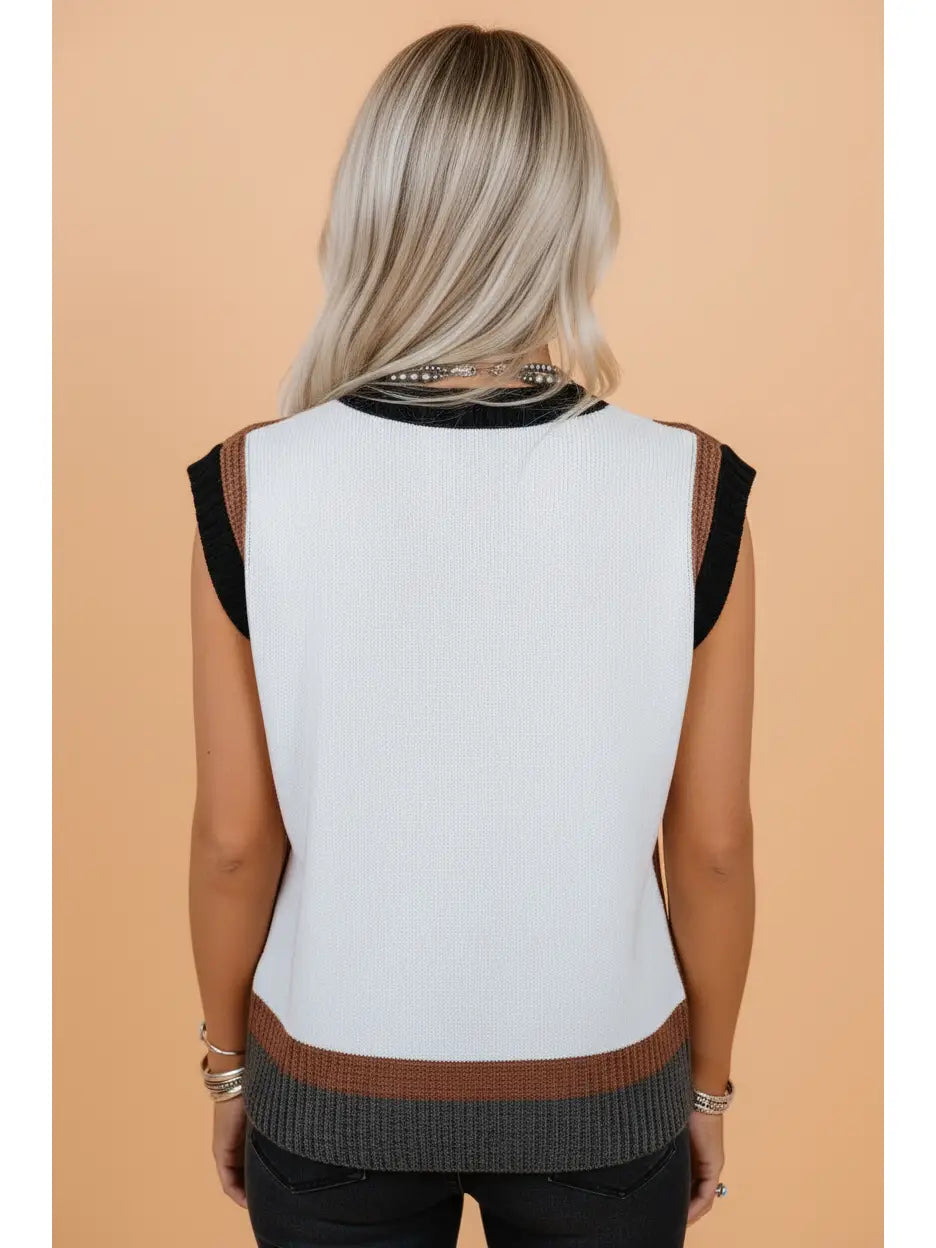 Buffalo Belle - Women's Western Horse Colorblock Sweater Vest