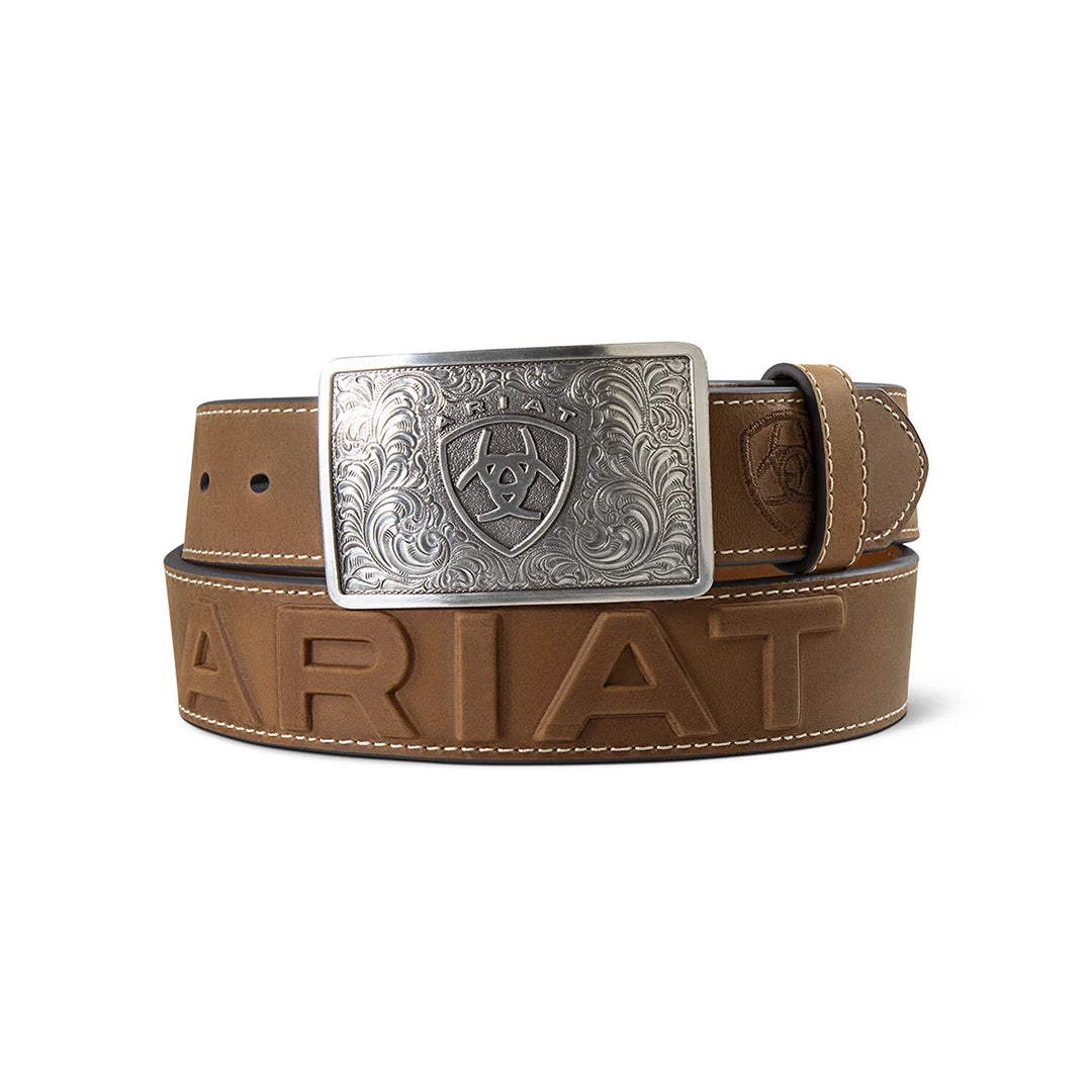 Ariat - Mens 3D Embossed Logo Belt Brown