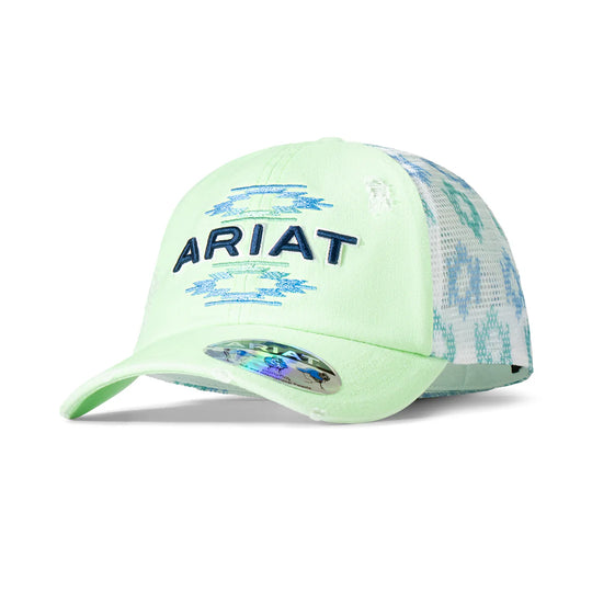Ariat - Women's Ponyflo Cap Southwestern Embroidered Neon Green