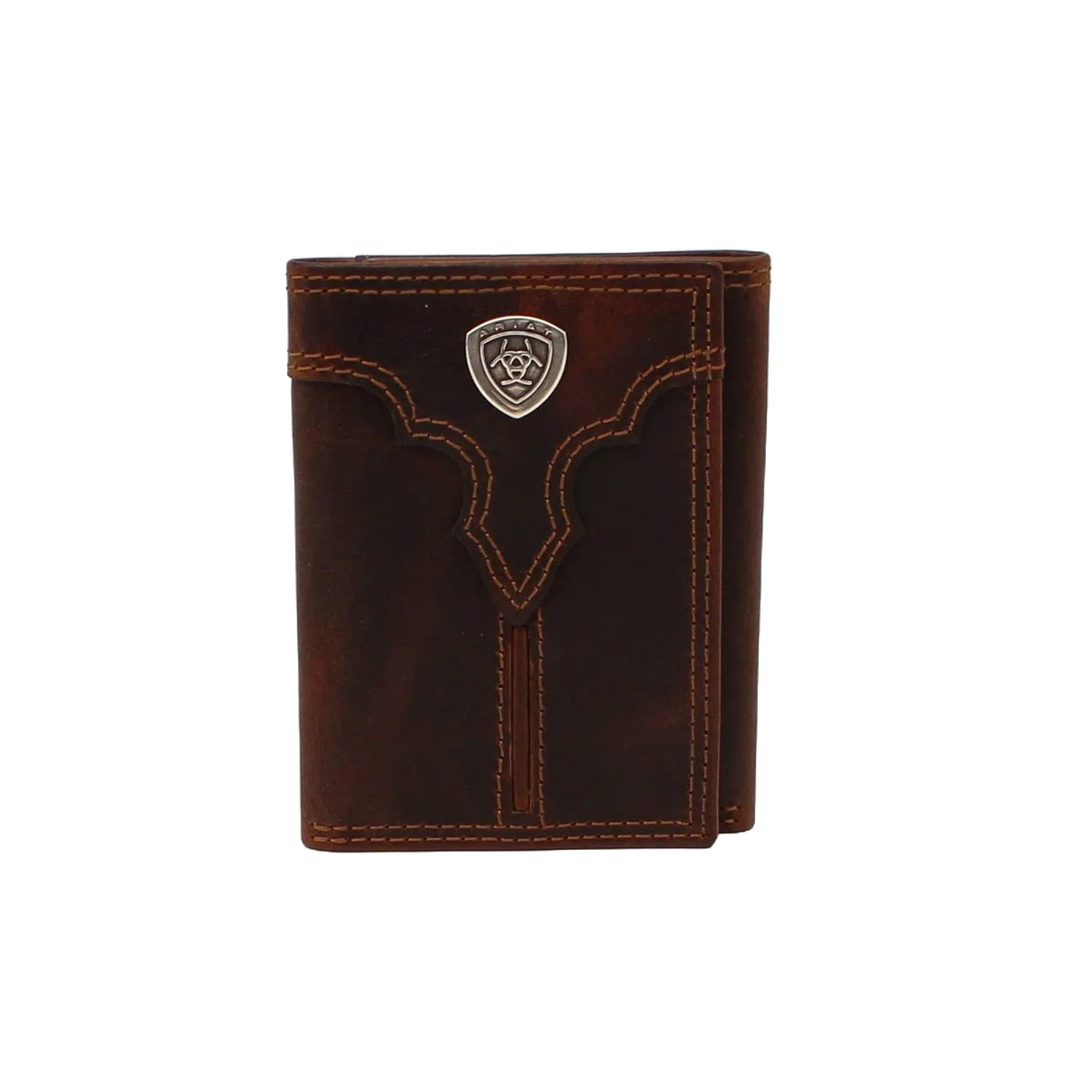 Ariat - Contrast Stitch Shield Tri-Fold Wallet Brown