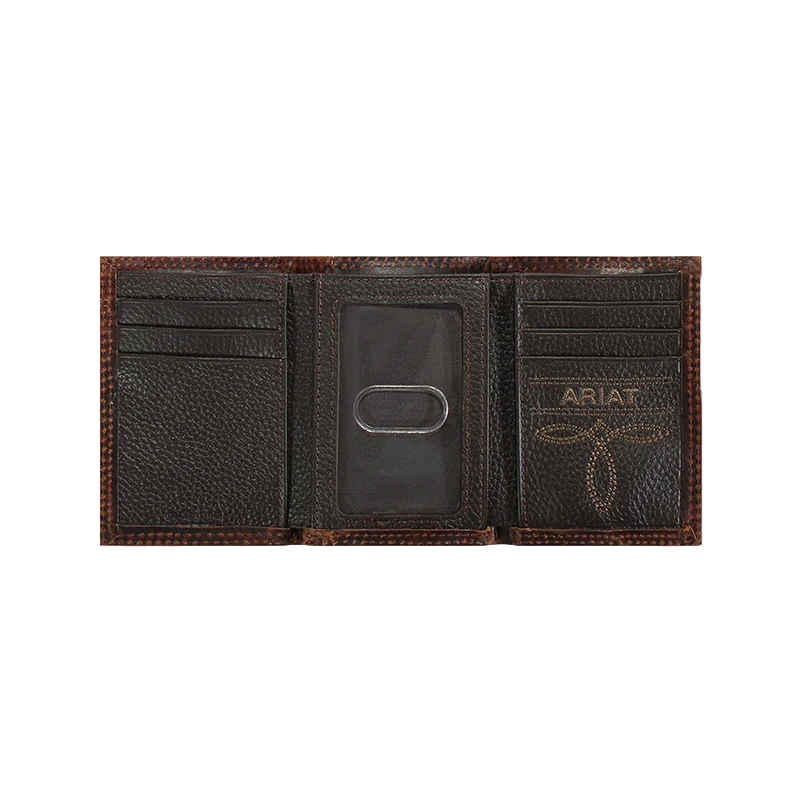 Ariat - Contrast Stitch Shield Tri-Fold Wallet Brown