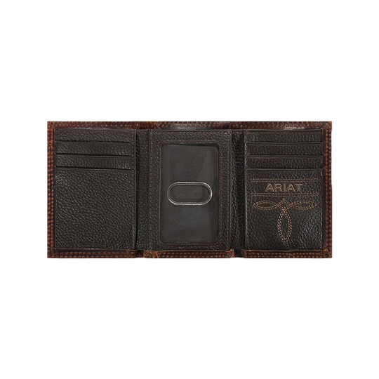 Ariat - Contrast Stitch Shield Tri-Fold Wallet Brown