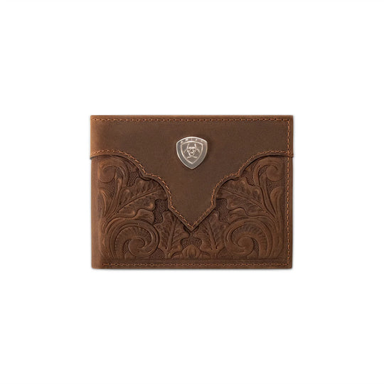 Ariat - Overlay Embossed Bi-Fold Wallet Medium Brown