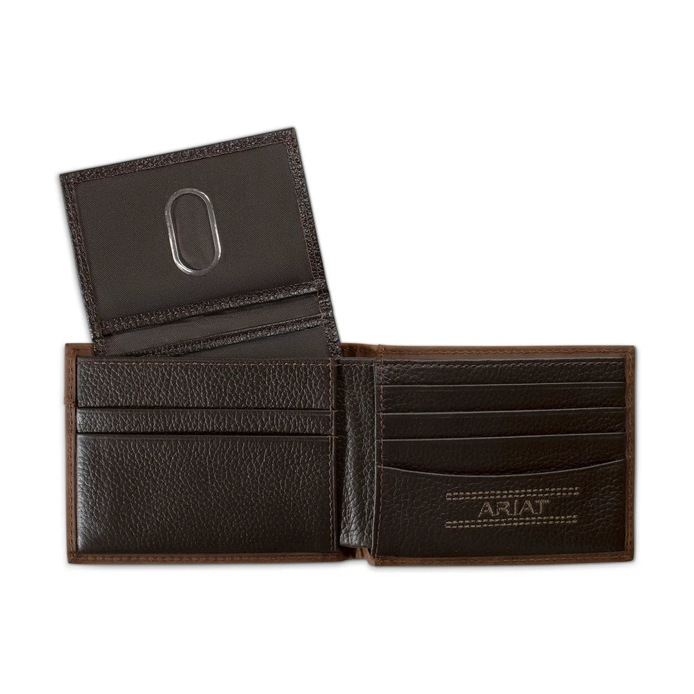 Ariat - Overlay Embossed Bi-Fold Wallet Medium Brown