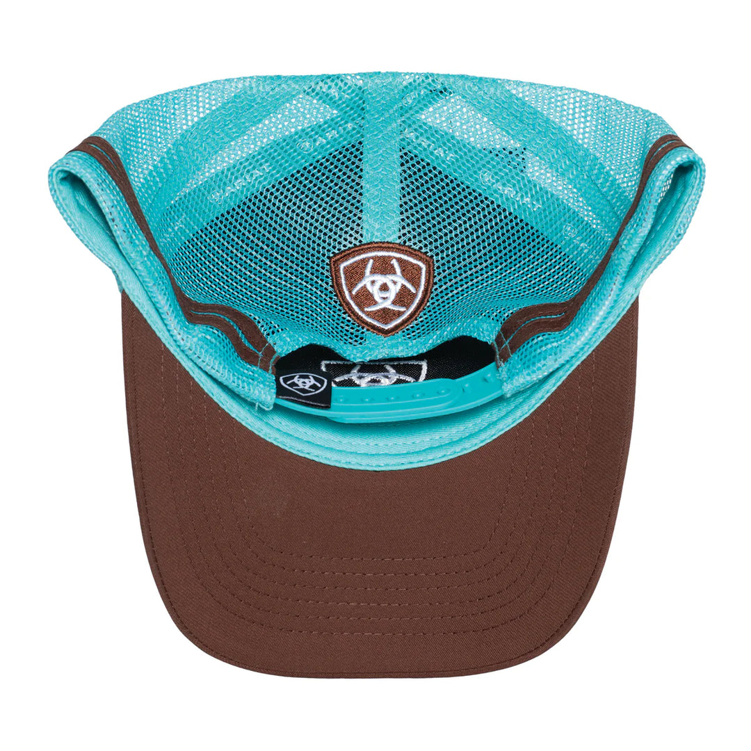 Ariat - Brown/Turquoise Stacked Logo Trucker