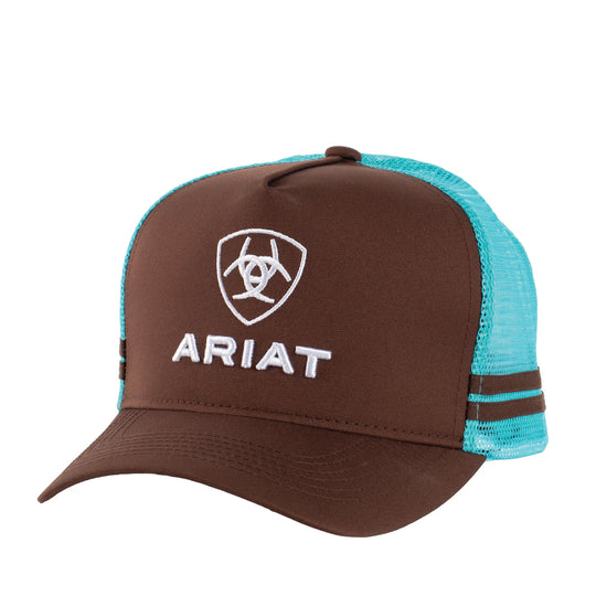 Ariat - Brown/Turquoise Stacked Logo Trucker