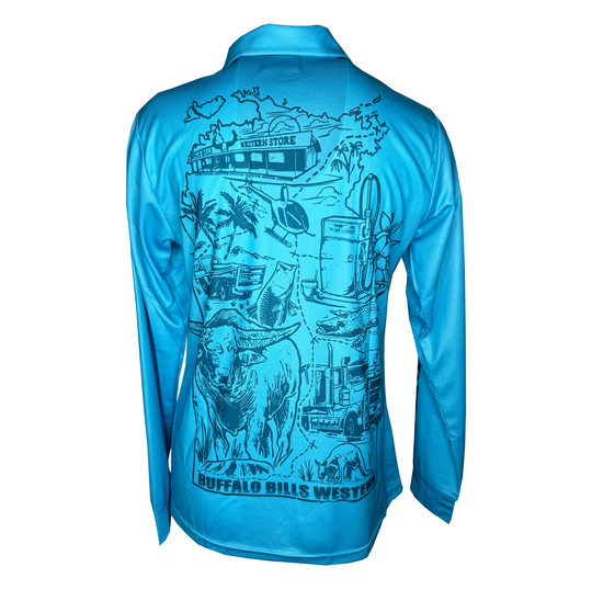 BBWS - Womens Light Blue NT Map Fishing Shirt