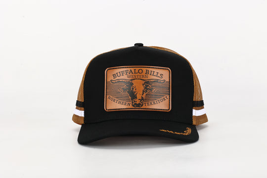 BBWS - Black Leather Scrub Bull Trucker Cap