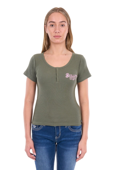 Bullzye - Womens Sage Freda Henley Tee