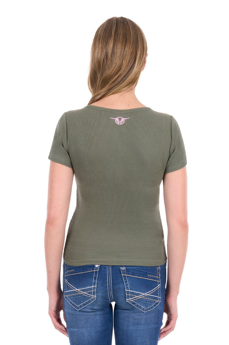 Bullzye - Womens Sage Freda Henley Tee