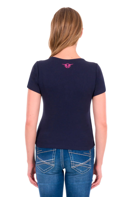 Bullzye - Womens Navy Freda Henley Tee