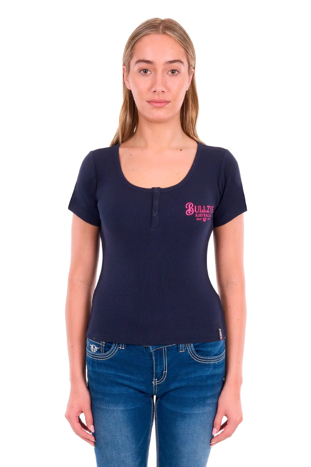 Bullzye - Womens Navy Freda Henley Tee