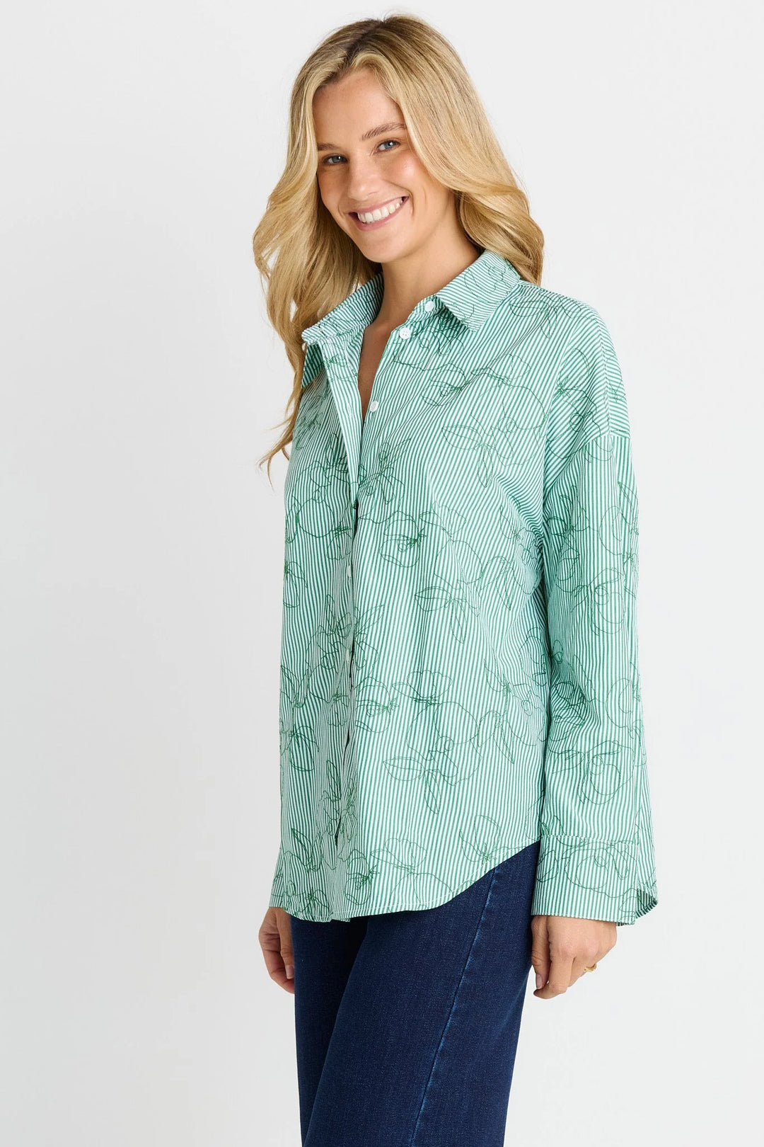 Buffalo Belle - Sage Shirt Green Stripe