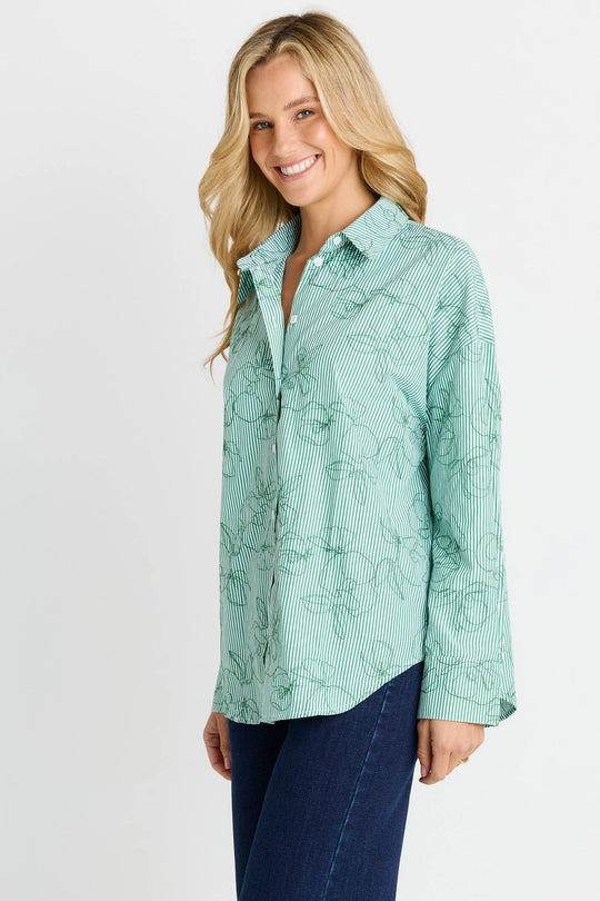 Buffalo Belle - Sage Shirt Green Stripe
