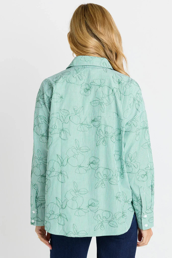 Buffalo Belle - Sage Shirt Green Stripe