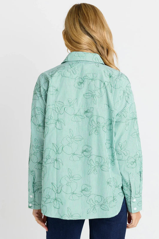 Buffalo Belle - Sage Shirt Green Stripe
