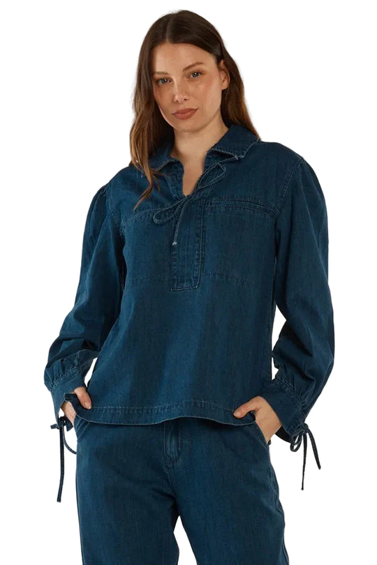 Buffalo Belle - Women's Dubai Blouse Dark Vintage Denim