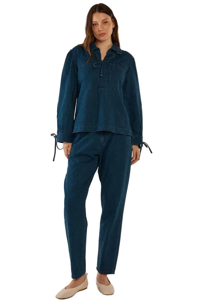 Buffalo Belle - Women's Dubai Blouse Dark Vintage Denim