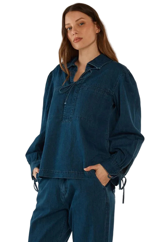 Buffalo Belle - Women's Dubai Blouse Dark Vintage Denim