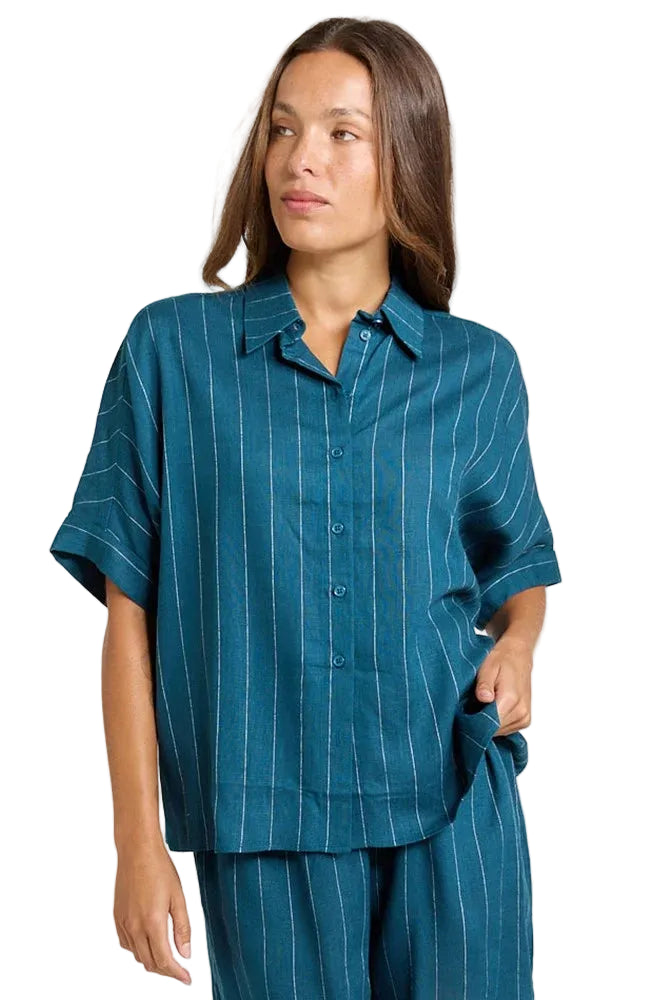 Buffalo Belle - Womens Ophelia Teal/White Stripe Shirt