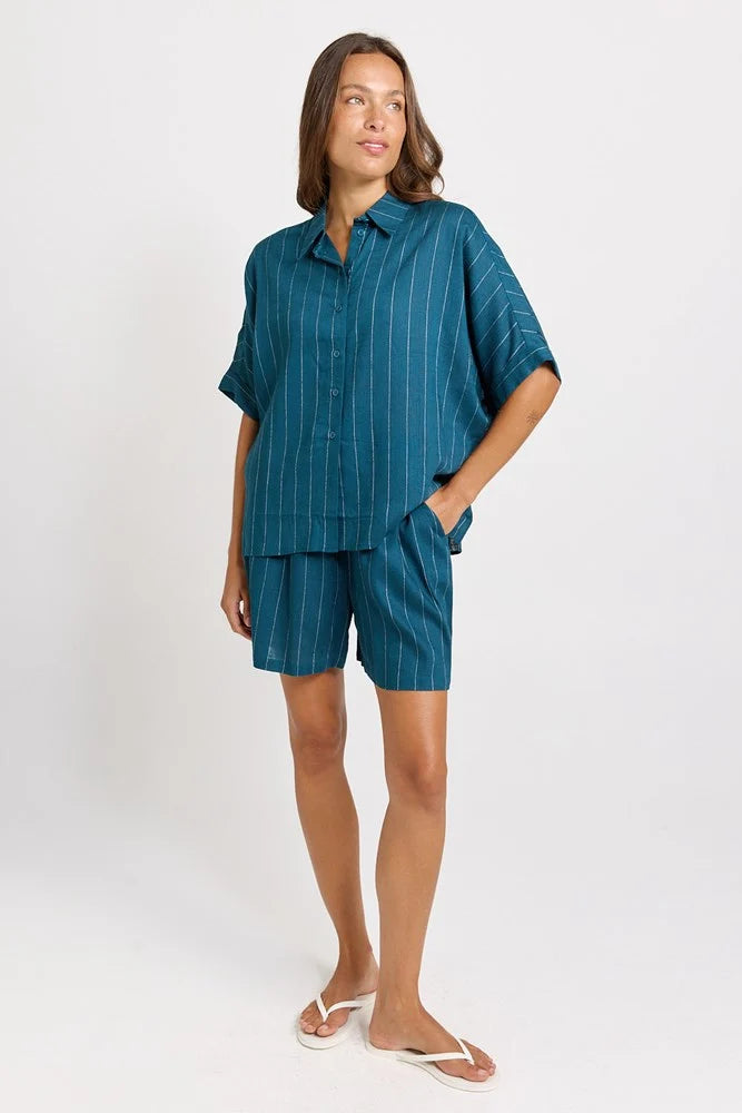 Buffalo Belle - Womens Ophelia Teal/White Stripe Shirt