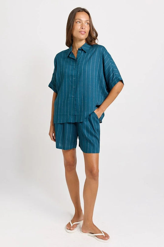 Buffalo Belle - Womens Ophelia Teal/White Stripe Shirt