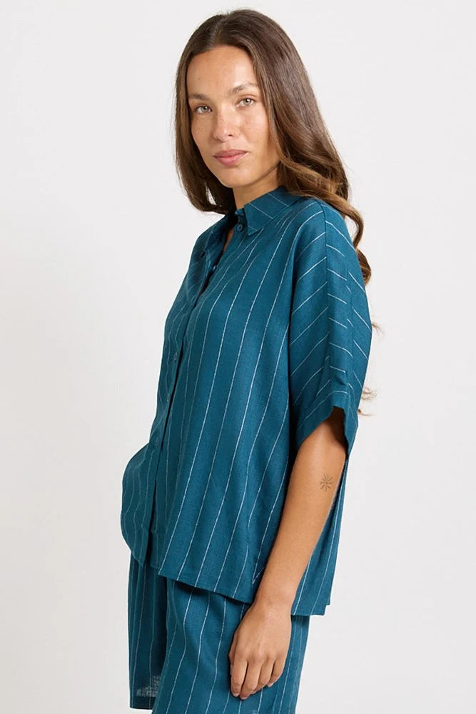 Buffalo Belle - Womens Ophelia Teal/White Stripe Shirt