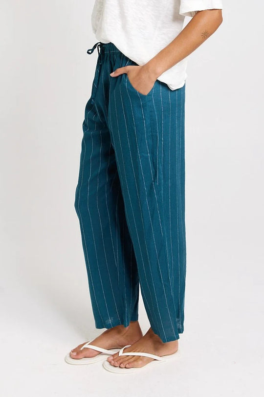 Buffalo Belle - Womens Palm Teal/White Relax Pants