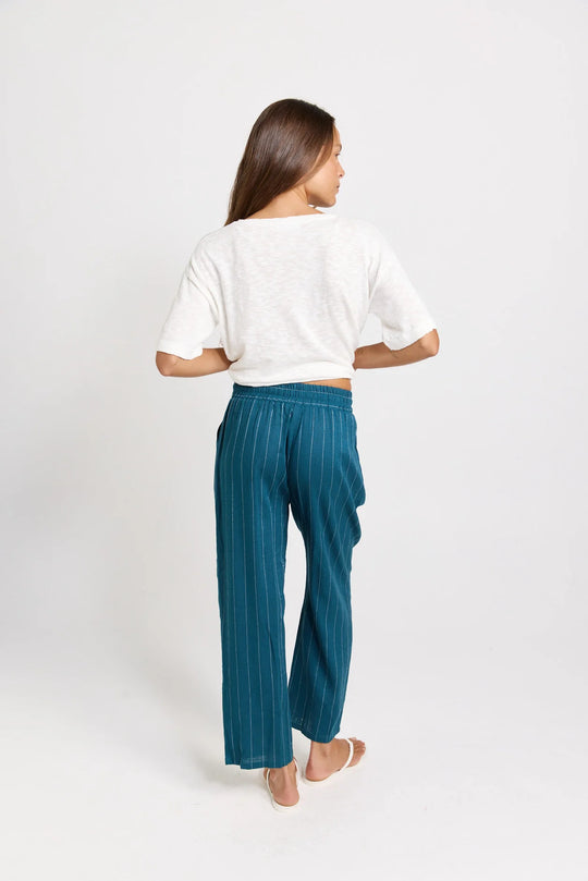 Buffalo Belle - Womens Palm Teal/White Relax Pants