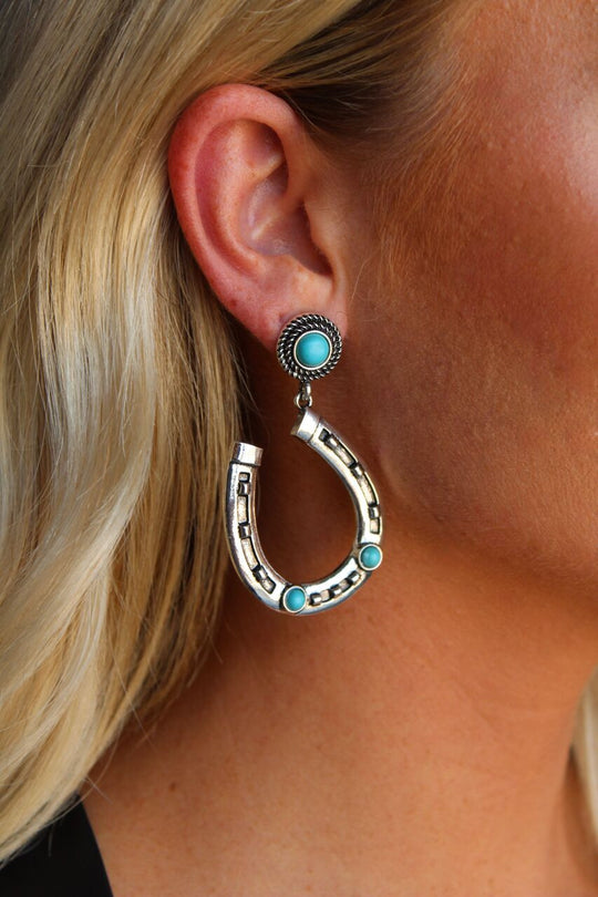 West & Co - Quinn Turquoise Horseshoe Earrings