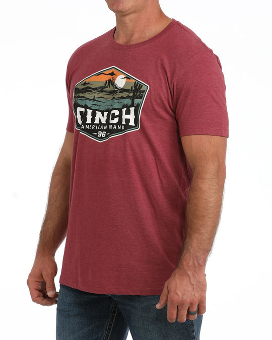 Cinch - Mens Axel Burgundy Desert Scene Tee