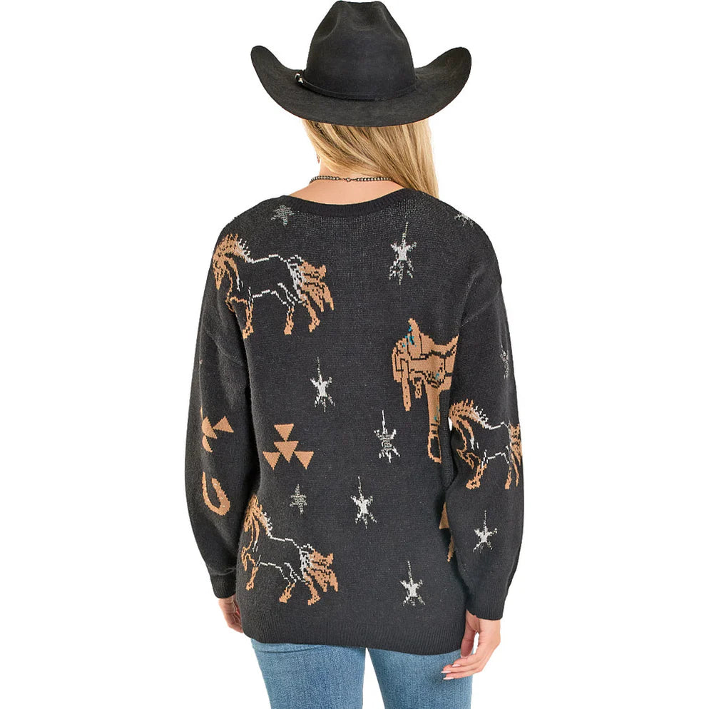 Rock & Roll - Womens Get Western Sweater