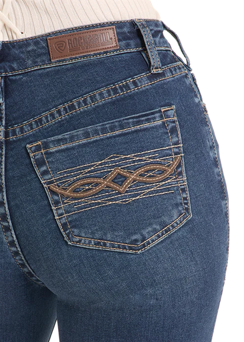 Rock & Roll - Women's High Rise Pleather Boot Cut Jeans