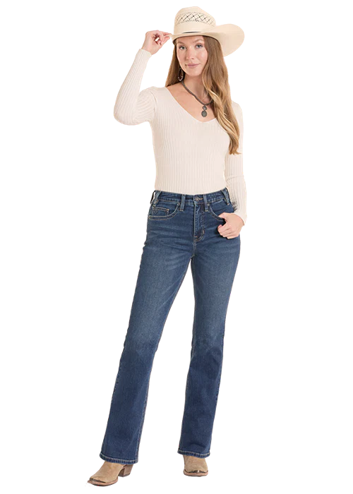 Rock & Roll - Women's High Rise Pleather Boot Cut Jeans