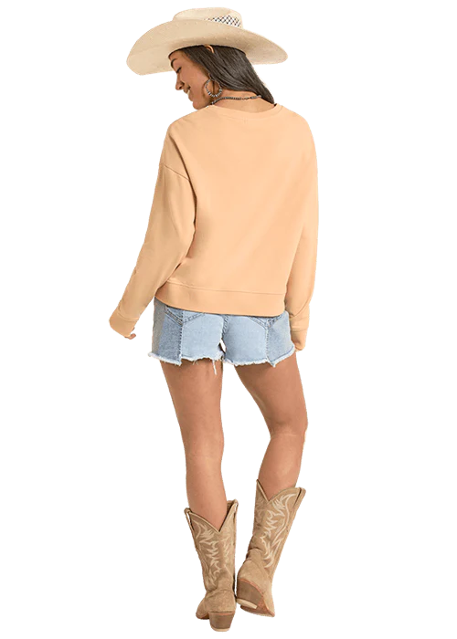 Rock & Roll - Women's Horse Graphic Pullover Tan