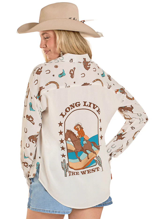 Rock & Roll - Women's Long Live The West Long Sleeve Blouse