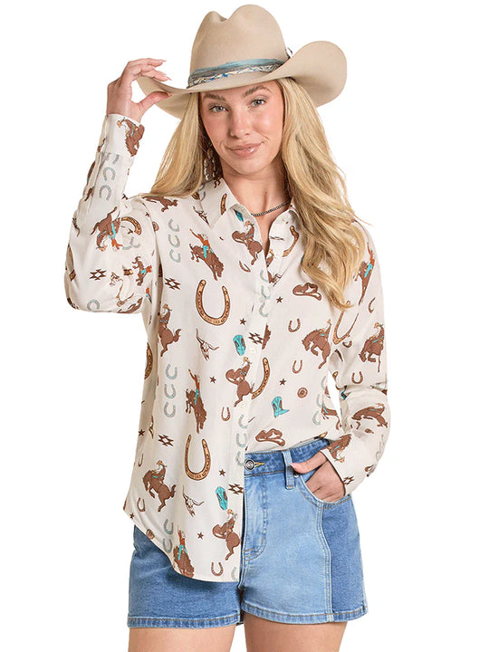 Rock & Roll - Women's Long Live The West Long Sleeve Blouse