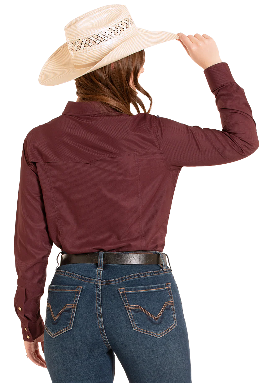 Rock & Roll - Women's Western Tek Maroon Arena Shirt