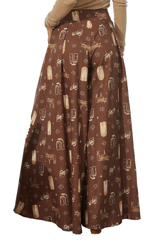Buffalo Belle - Womens Brown Print Flare Pants