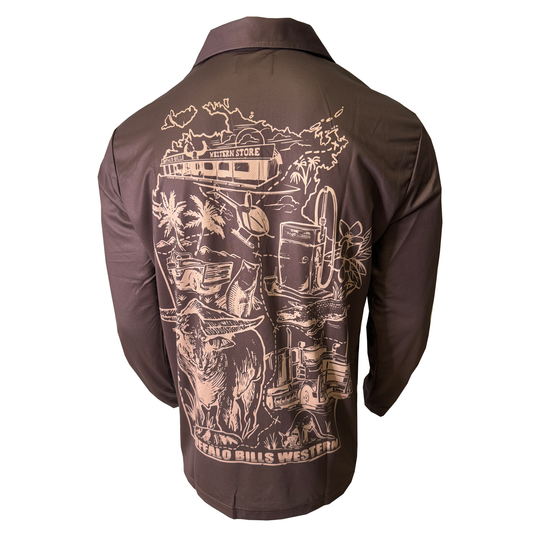 BBWS - Mens Brown NT Map Fishing Shirt