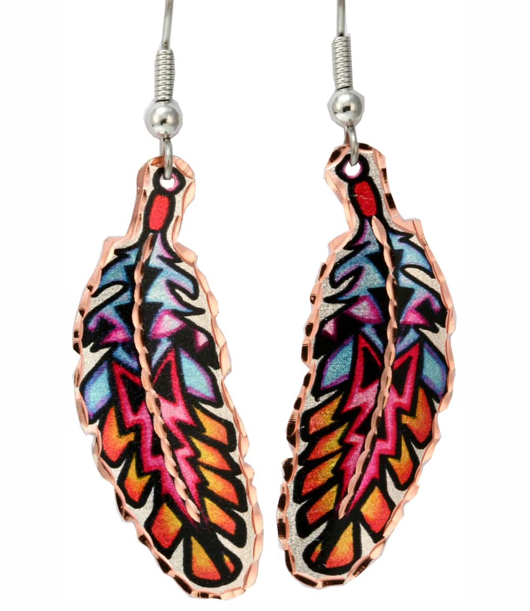 Native American - Colourful Feather Earrings