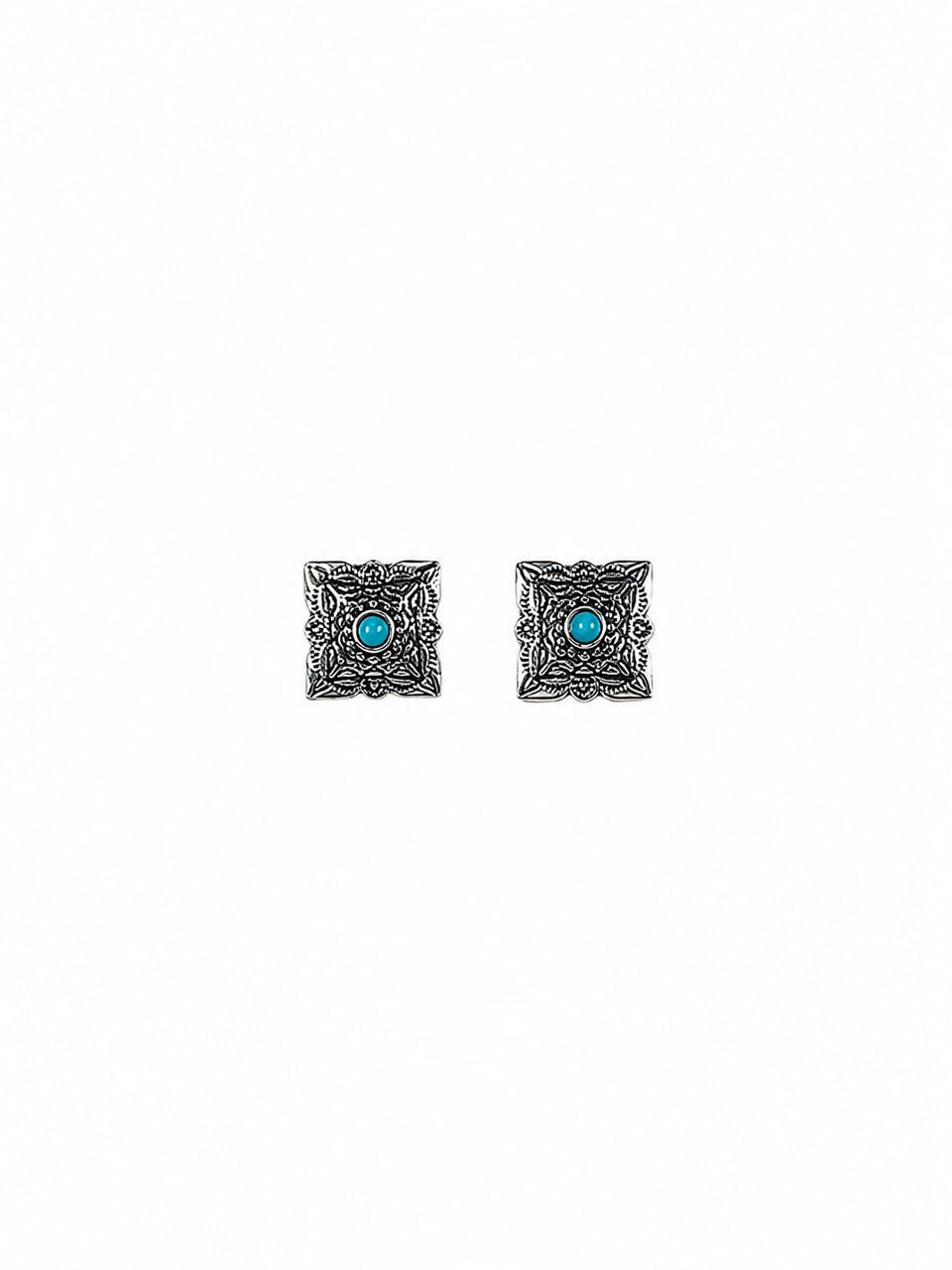 West & Co - Frontier Square Concho/Turquoise Earrings