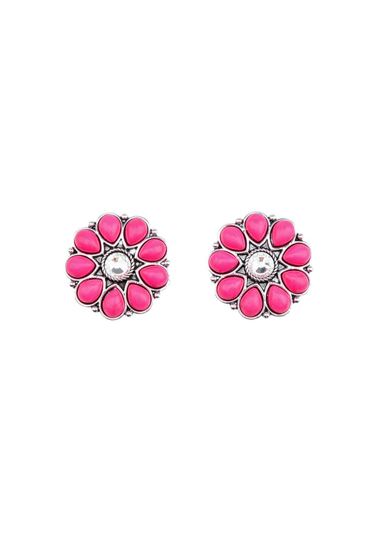 West & Co - Pink Rhinestone Flower Earrings