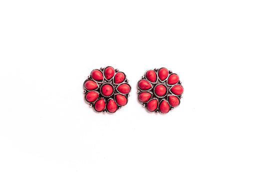 West & Co - Red Flower Stud Earrings