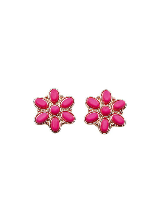 West & Co - Pink and Gold Flower Stud Earring