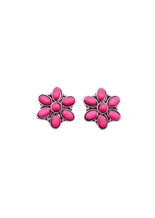 West & Co - Pink & Silver Flower Earrings