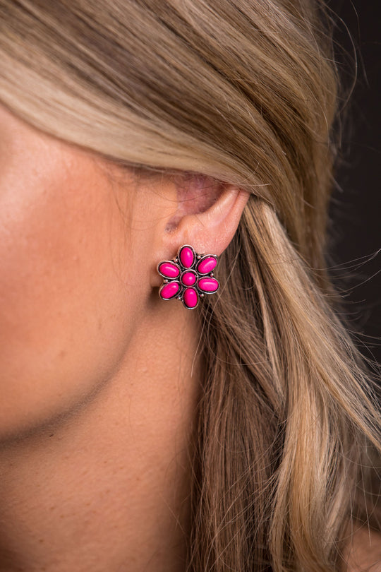 West & Co - Pink and Gold Flower Stud Earring