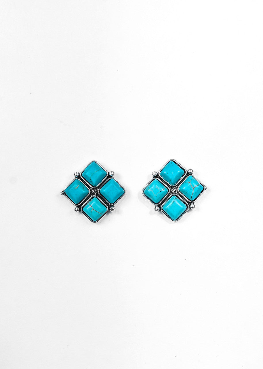 West & Co - Ophelia Turquoise/Silver Square Earrings