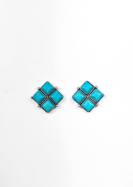 West & Co - Ophelia Turquoise/Silver Square Earrings